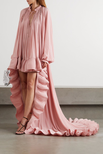 Lanvin Cape-effect embellished ruffled crepe gown outlook