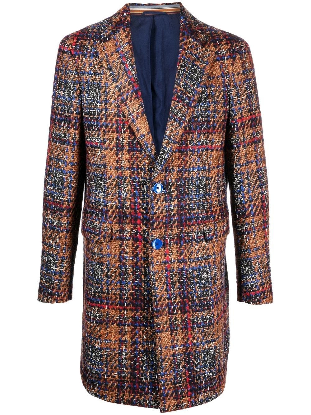 tweed check single-breasted coat - 1