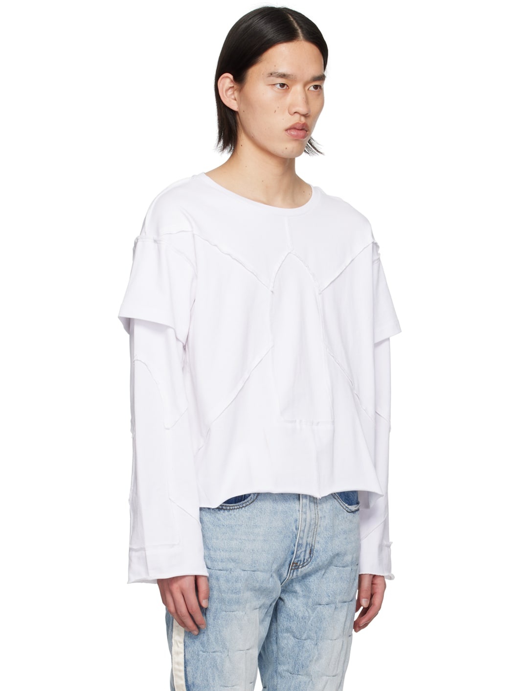 White Amalgamated Window Long Sleeve T-Shirt - 2
