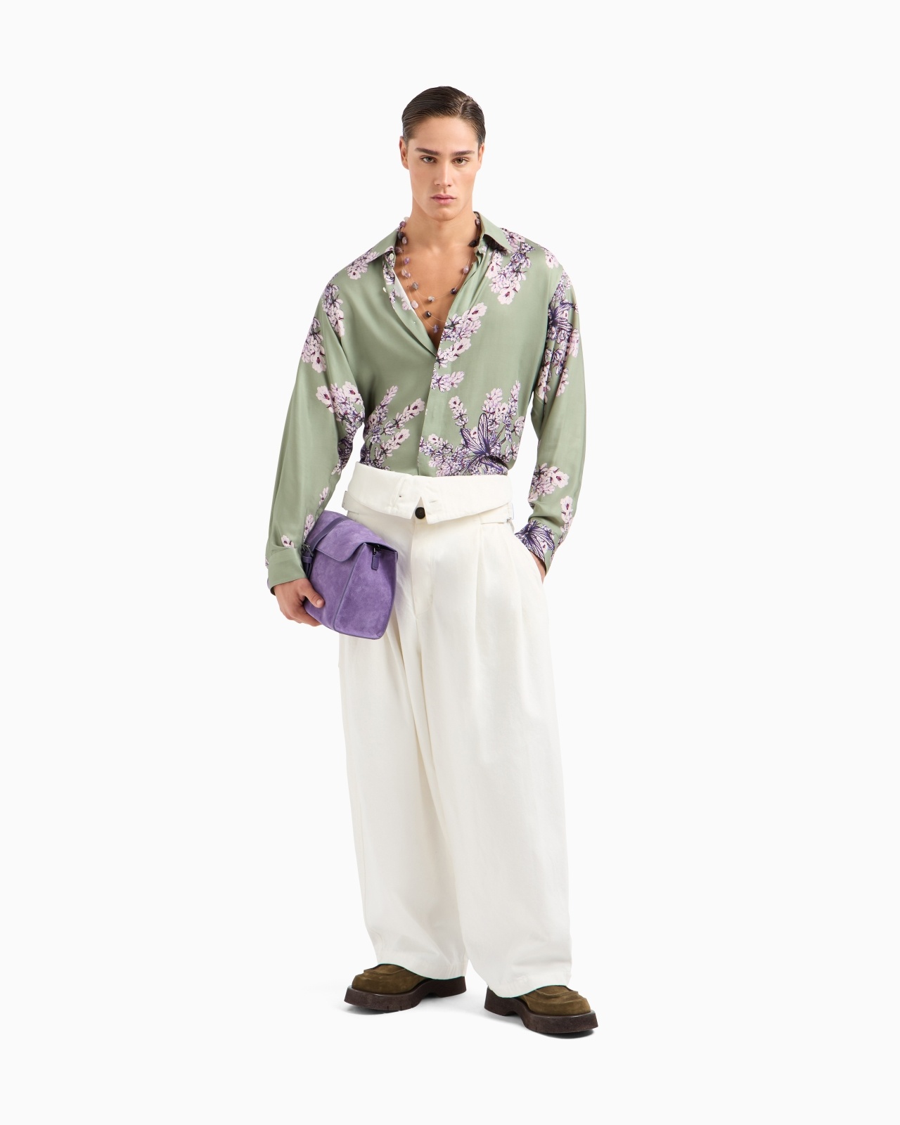 DESTROYED-EFFECT CANVAS TROUSERS WITH PEPLUM - 2