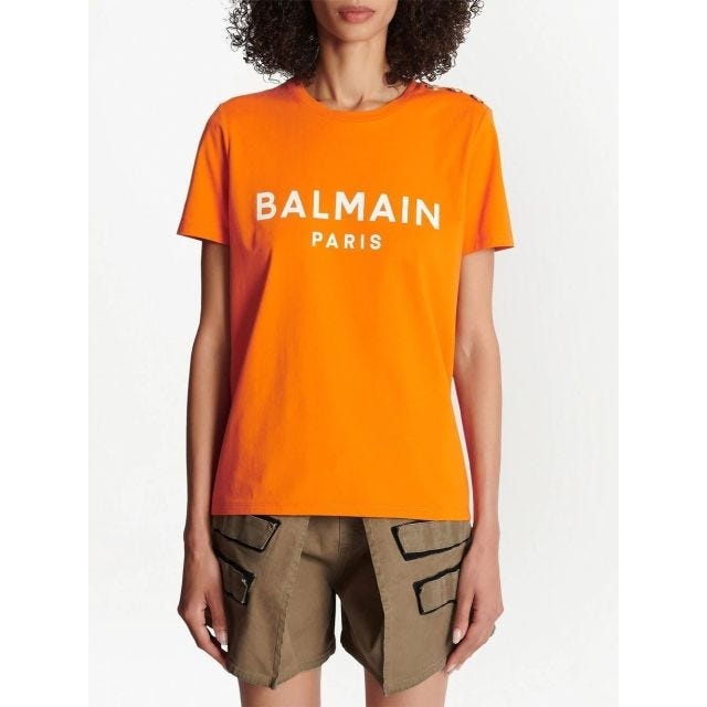 Orange T-shirt with logo print - 3