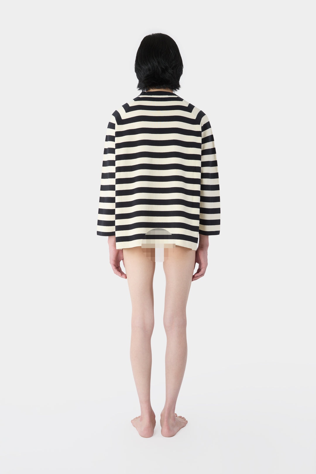 KNITTED LONGSLEEVE TSHIRT / dark blue & white - 5