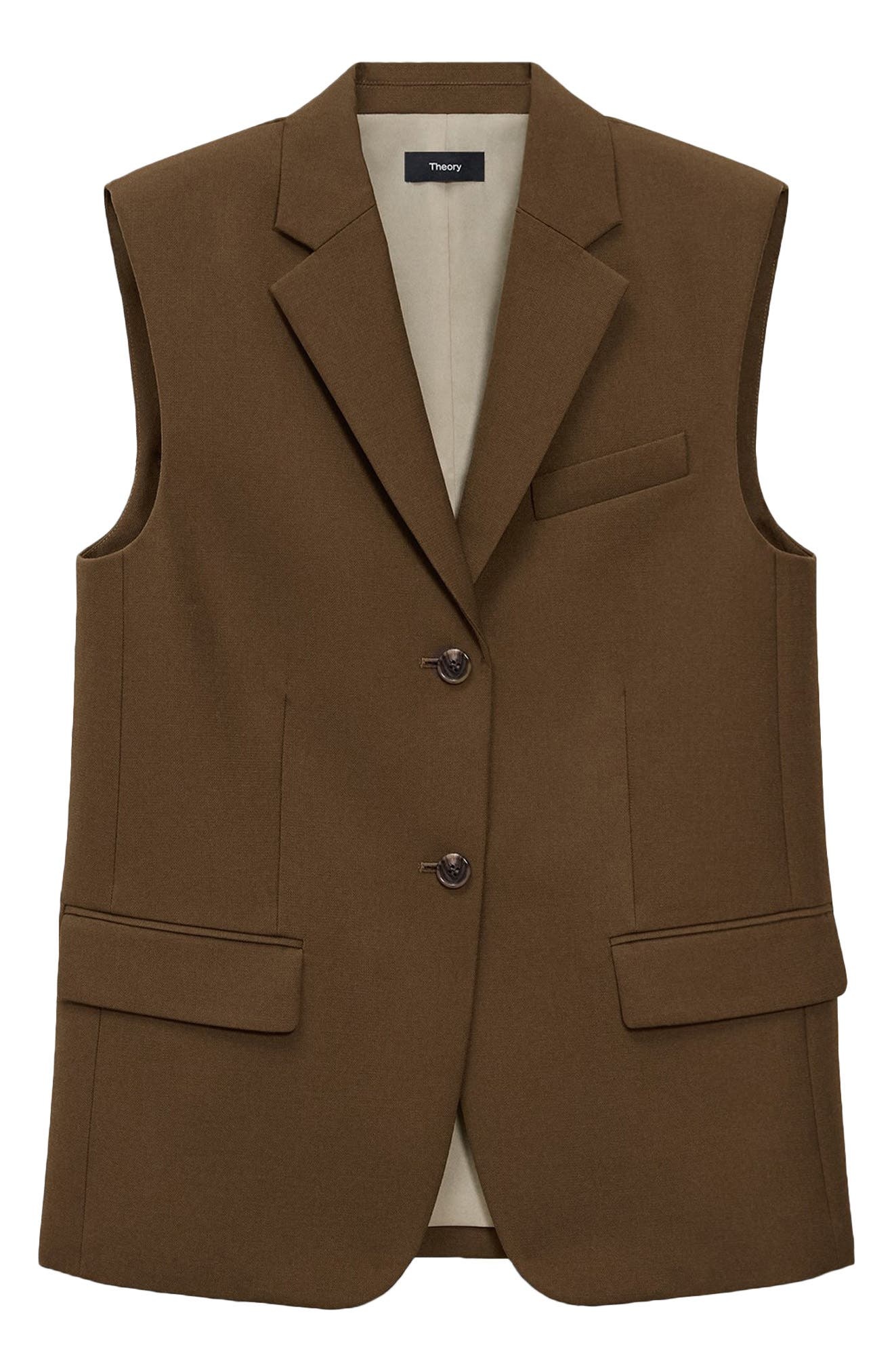 Theory Boxy Wool Blend Vest in Clove at Nordstrom - 5