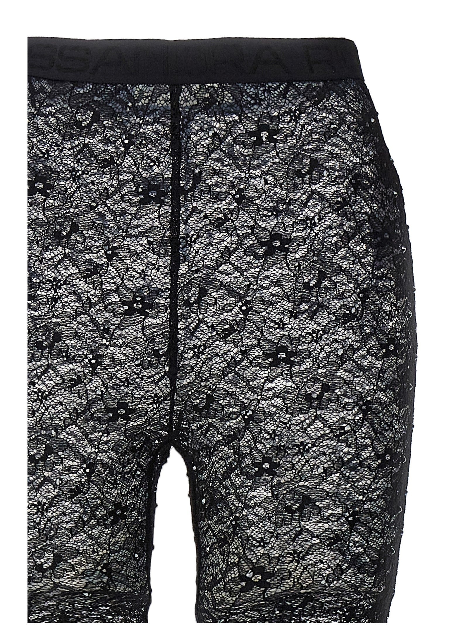 スパッツ・レギンス ALESSANDRA RICH Rhinestone lace leggings Alessandra Rich Rhinestone Lace Leggings | Balardi