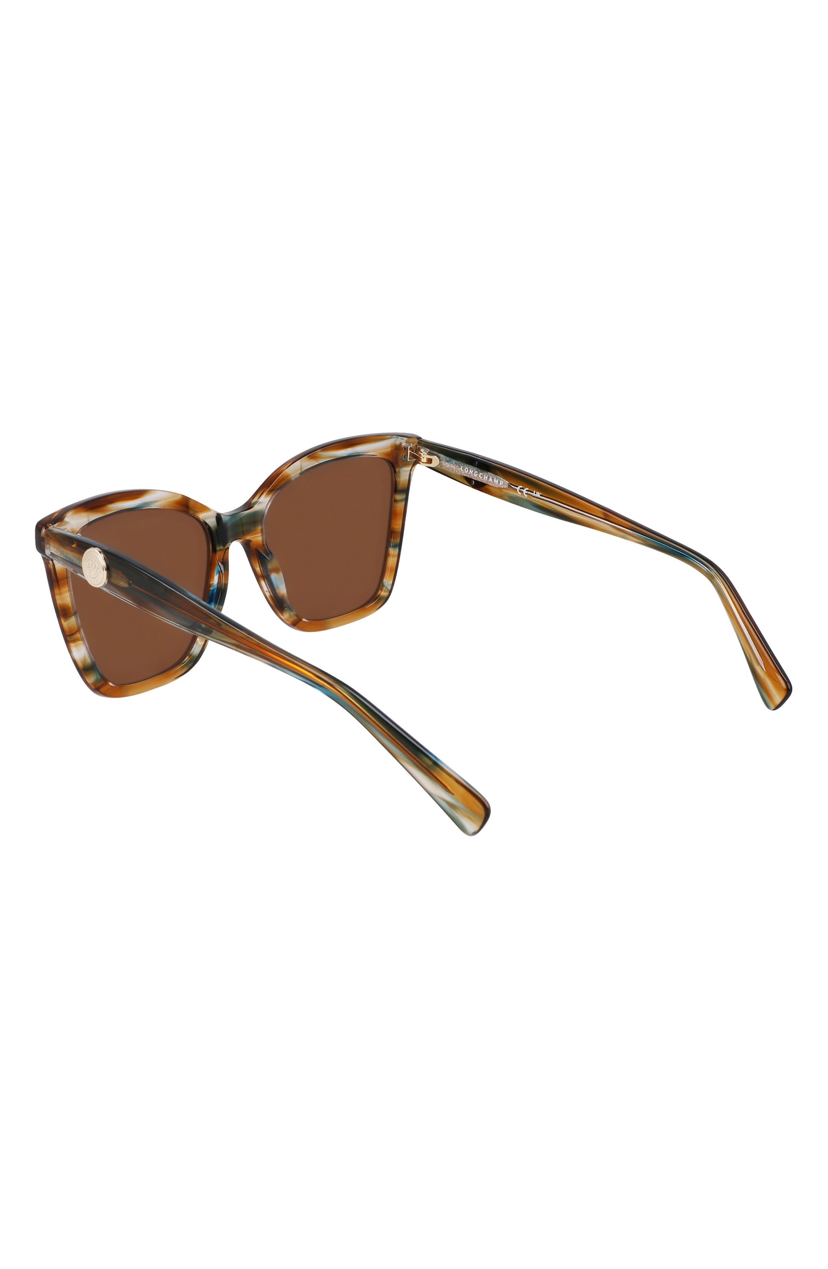 Longchamp Le Pliage 54mm Gradient Cat Eye Sunglasses in Striped Brown/Petrol at Nordstrom - 3