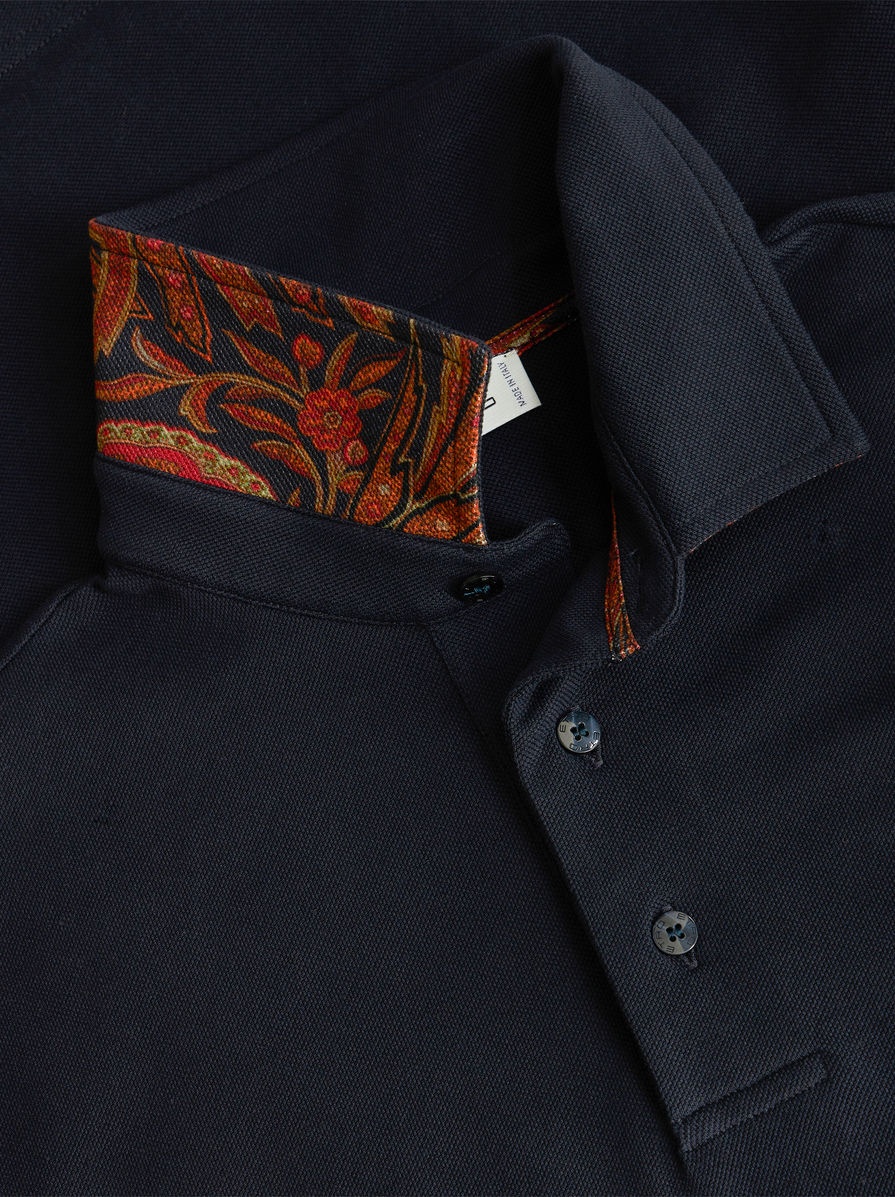 POLO SHIRT WITH LOGO AND PAISLEY UNDERCOLLAR - 6