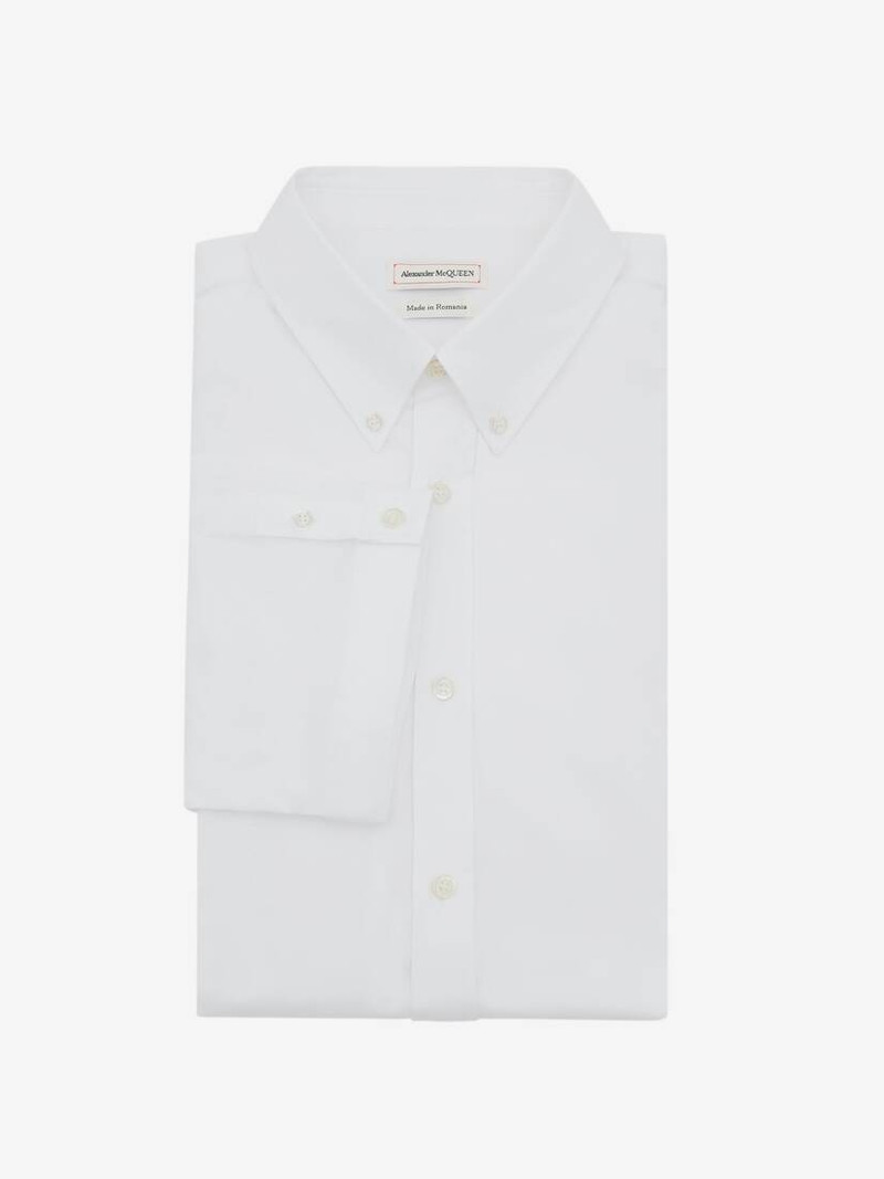 Men's Cotton Poplin Shirt in White 3
