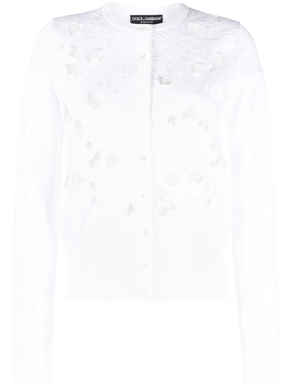 floral-embroidery openwork cardigan - 1