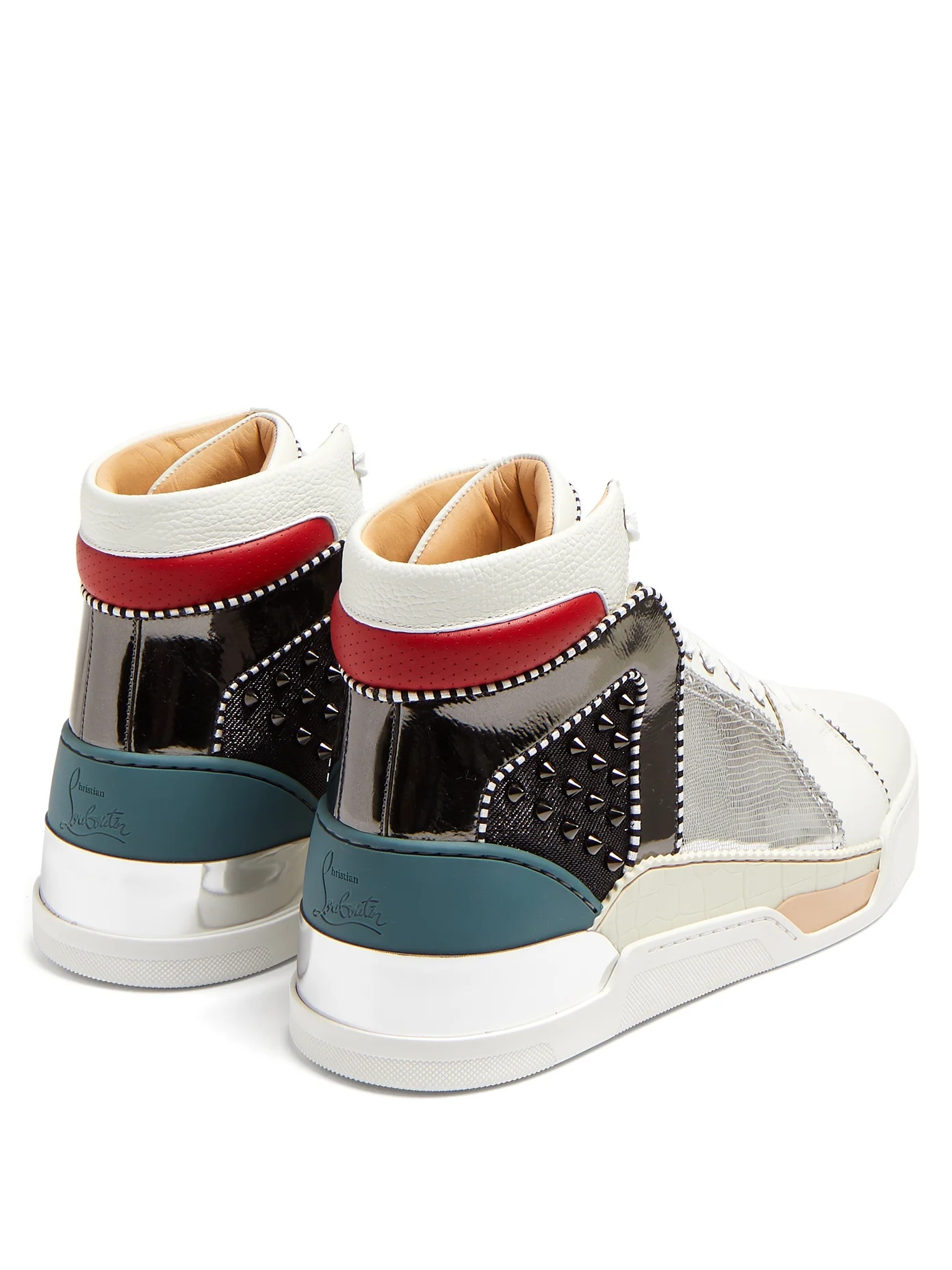 Loubikick spike high-top leather trainers - 4