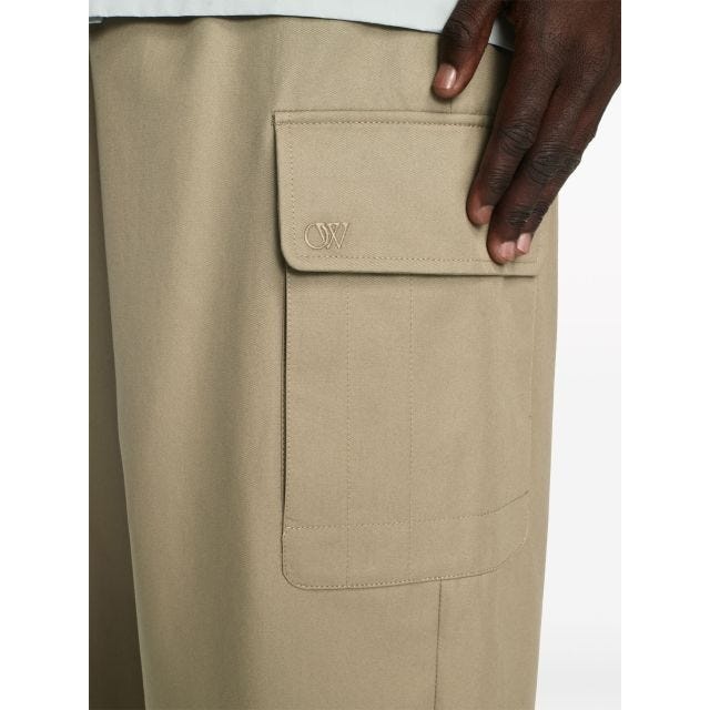 Beige wide-leg cargo trousers - 6
