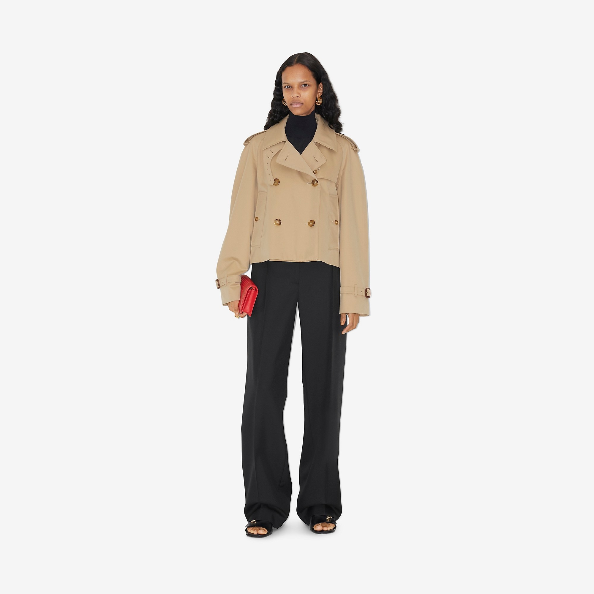 ジャケット TRENCH CROPPED GABARDINE Cropped Gabardine Trench Jacket in Clay brown - Men
