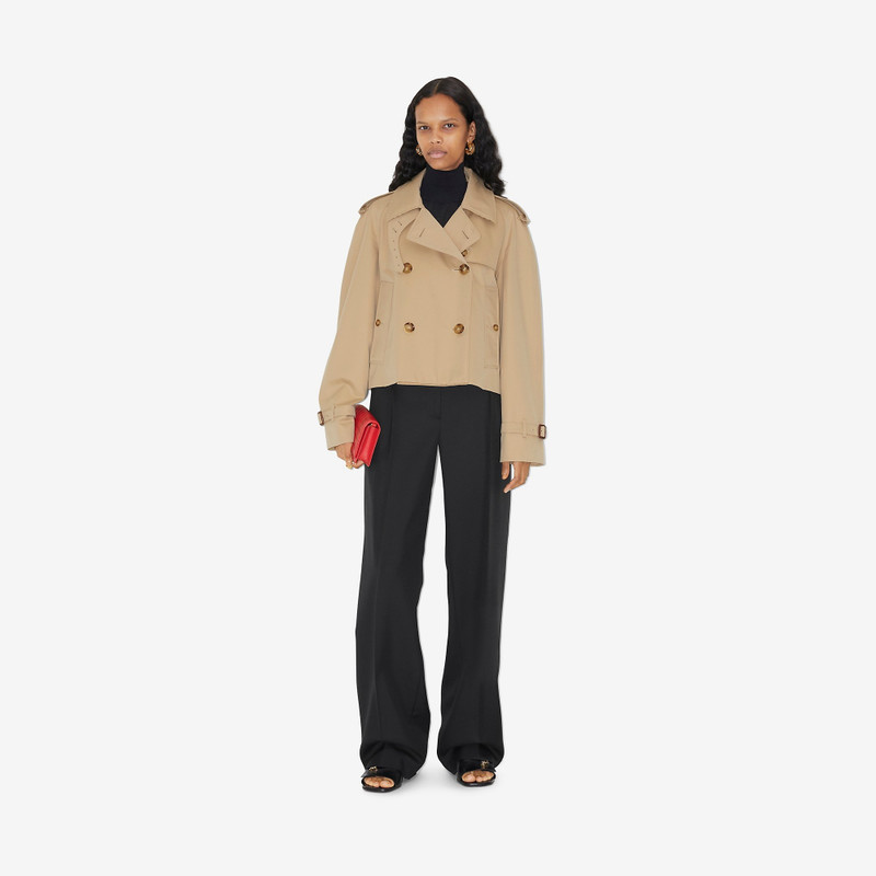 Burberry Cotton Gabardine Cropped Trench Coat outlook