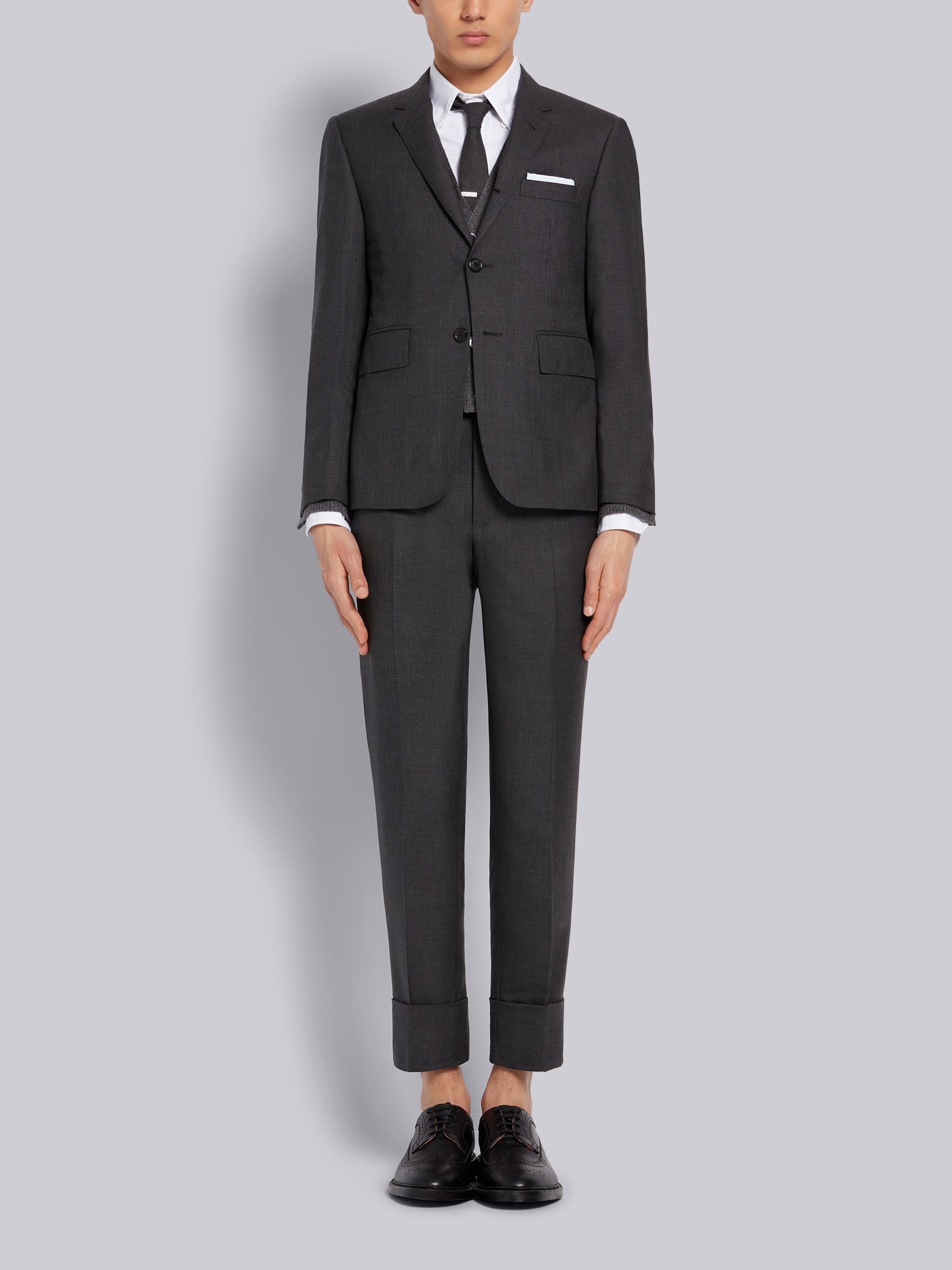 Dark Grey Stock Twill Wool Suit - 1