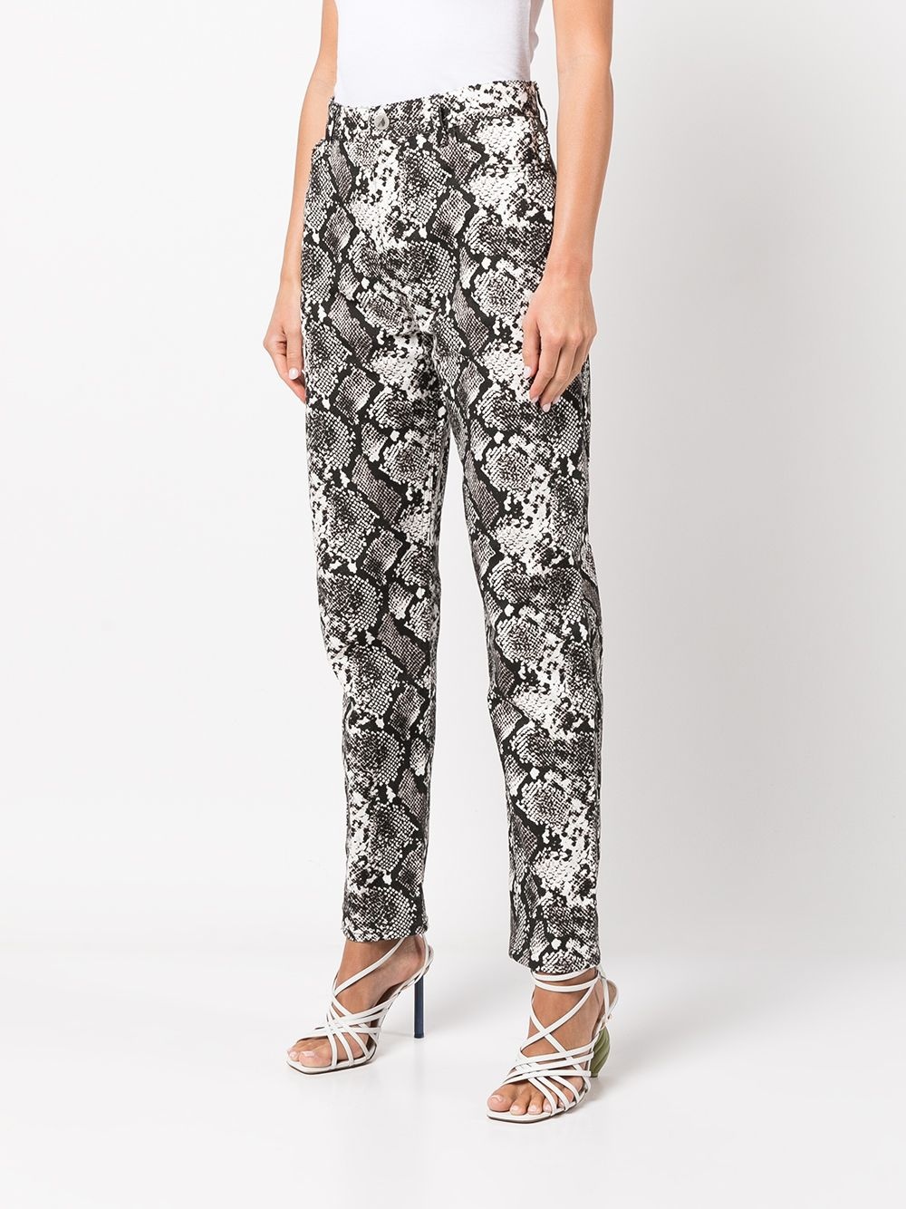 tapered snakeskin-effect trousers - 3