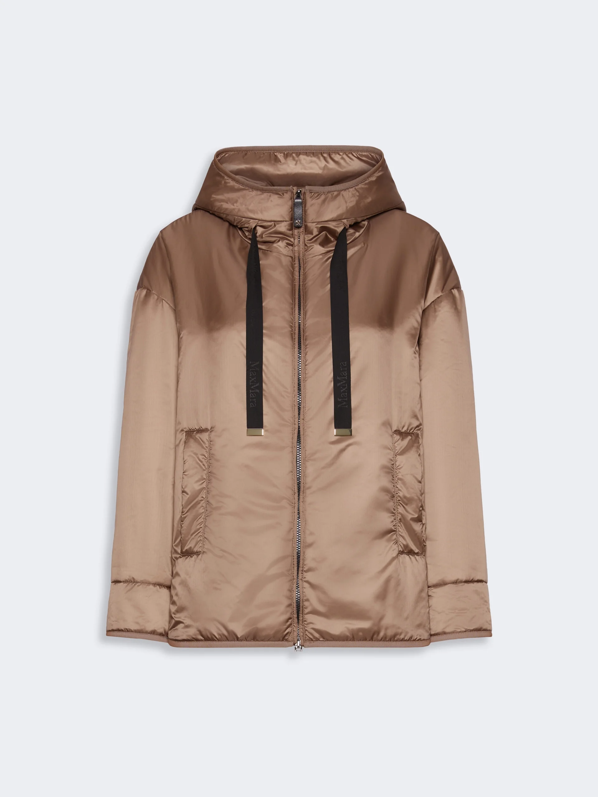 CLEO Oversized padded jacket in water-repellent canvas - MUD - 1