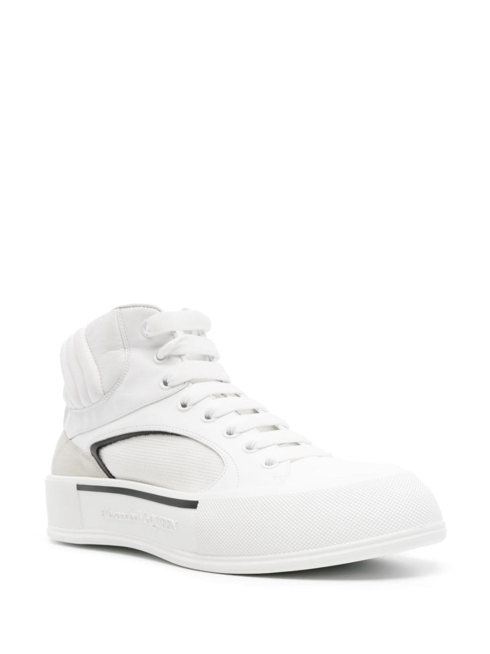 Seal-embroidered leather sneakers - 2