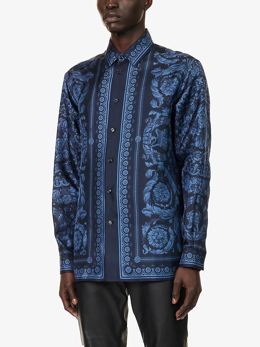 Baroque-print regular-fit silk shirt - 3