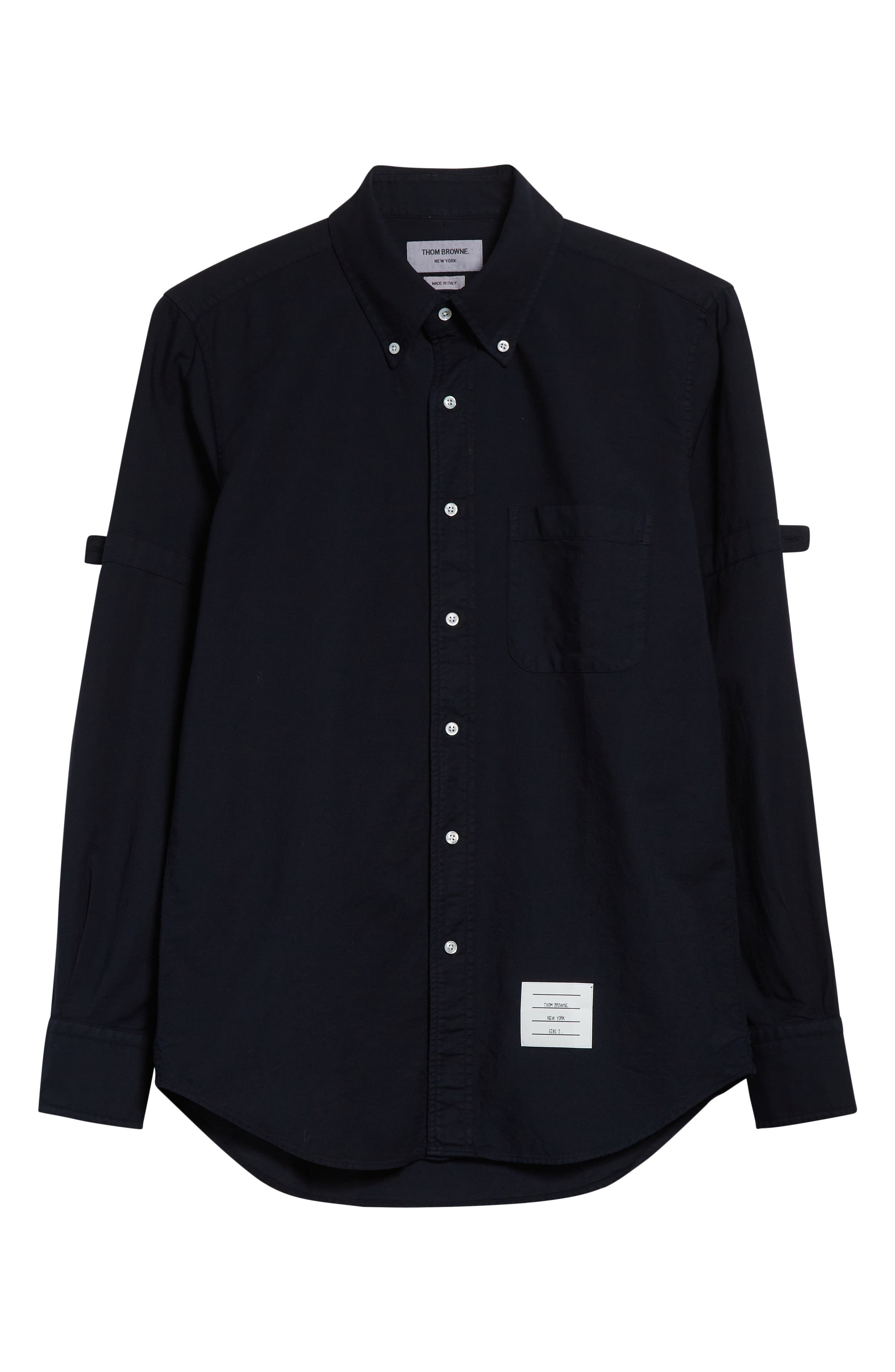 Thom Browne Armband Straight Fit Cotton Poplin Button-Down Shirt in Navy at Nordstrom - 6
