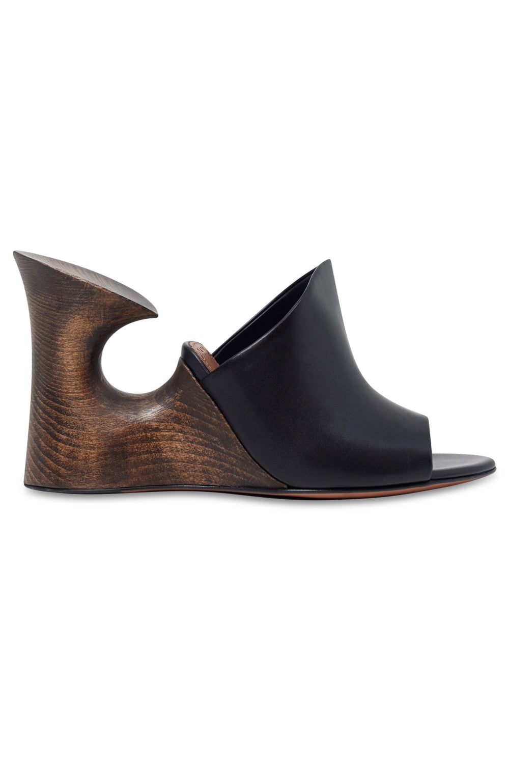 LA SCULPTURE CALFSKIN AND WOOD 100MM MULE | BLACK - 2