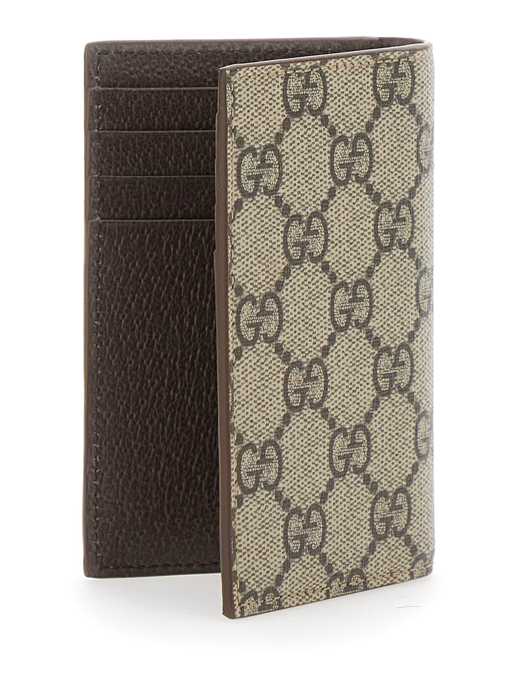 Gucci Men Beige Card Holder With All-Over Gg Motif And Logo On The Front In Fabric Man - 3