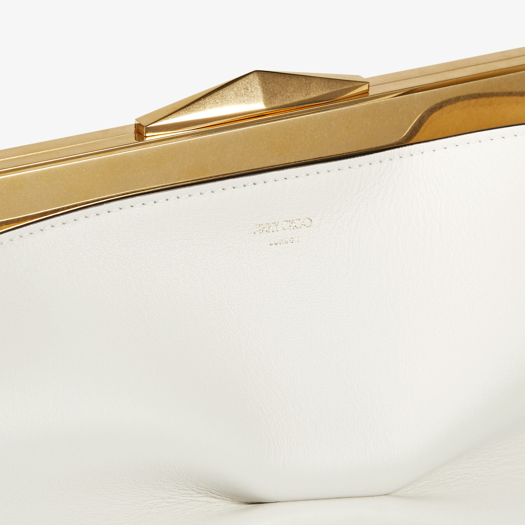 Diamond Frame Clutch
Latte Soft Calf Leather Clutch Bag with Chain Strap - 3