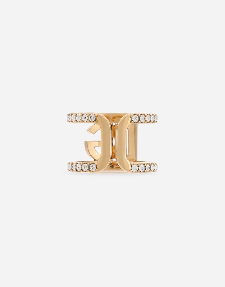 Open ring with rhinestones and DG logo - 4