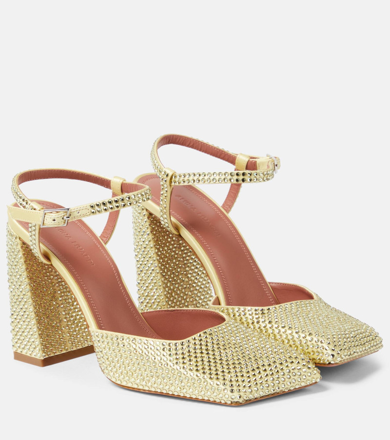 Charlotte 95 crystal-embellished satin pumps 1