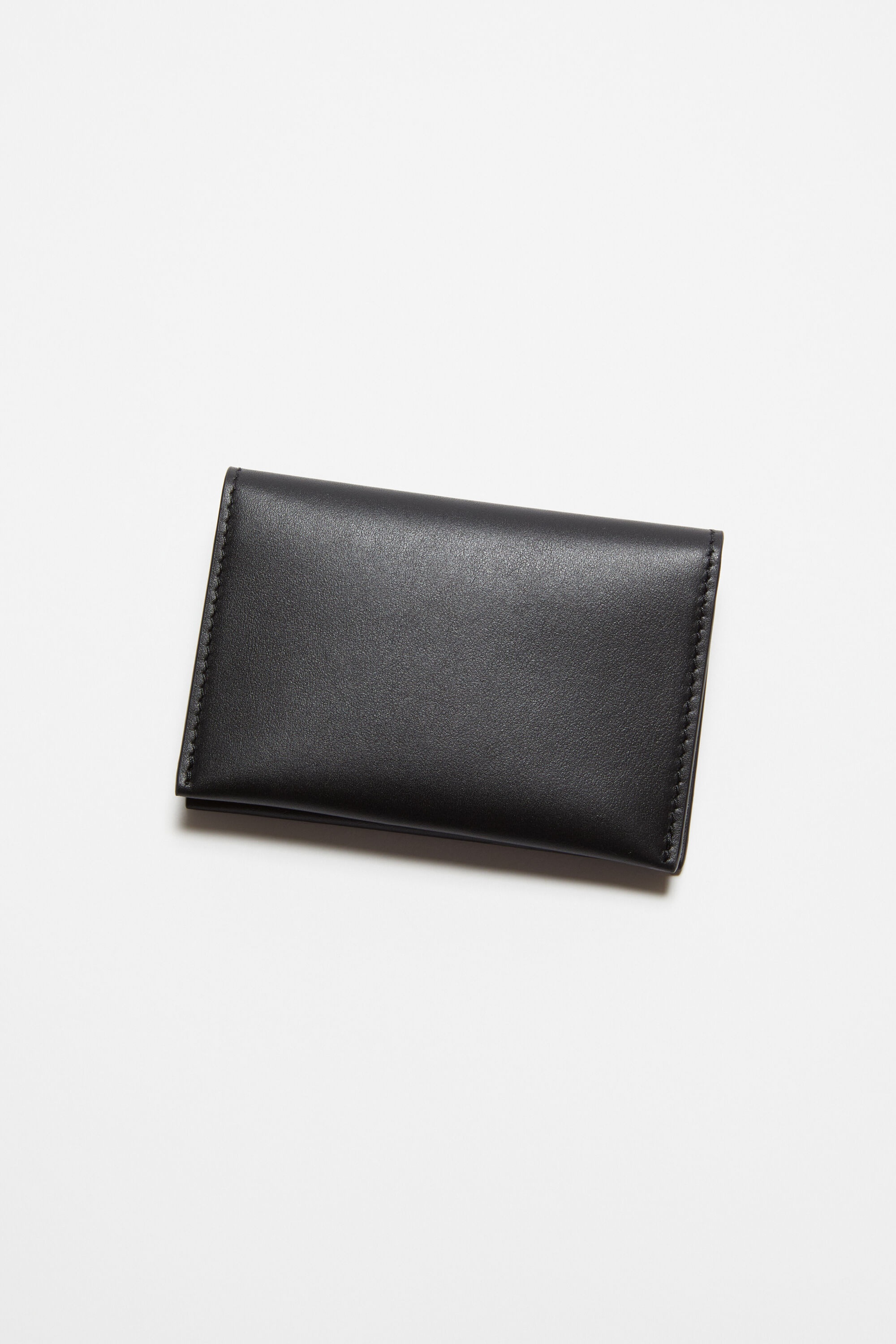 Folded leather wallet - Black - 4