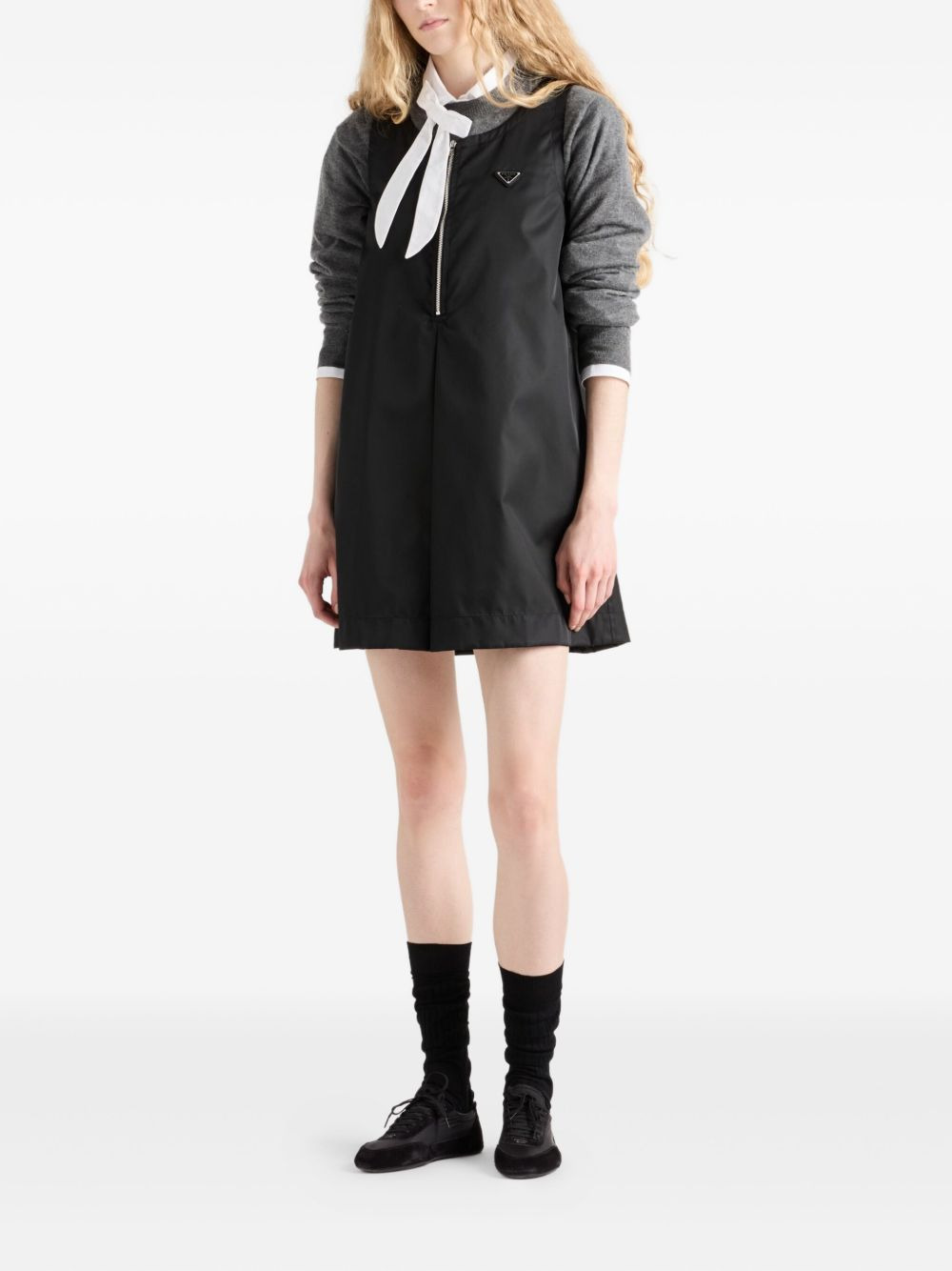 pleat-detail half-zip mini dress - 2