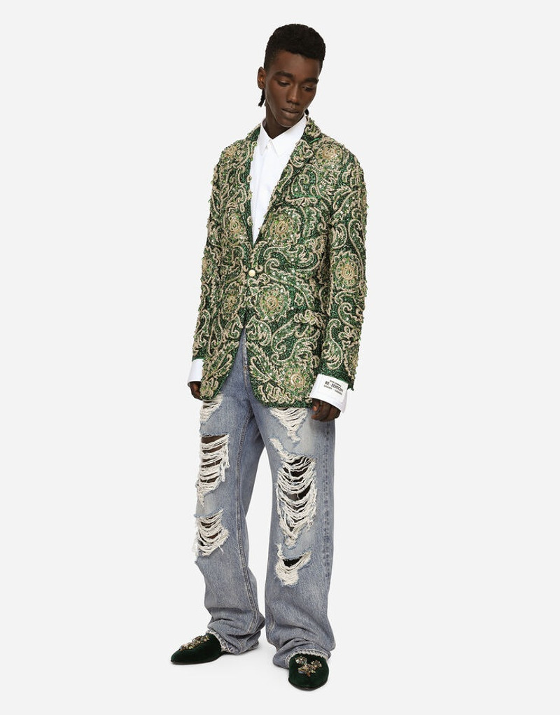 Tailored Taormina-fit jacket in embroidered silk mikado 2