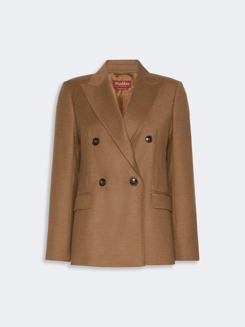 UDITORE Double-breasted wool flannel blazer - TOBACCO 1
