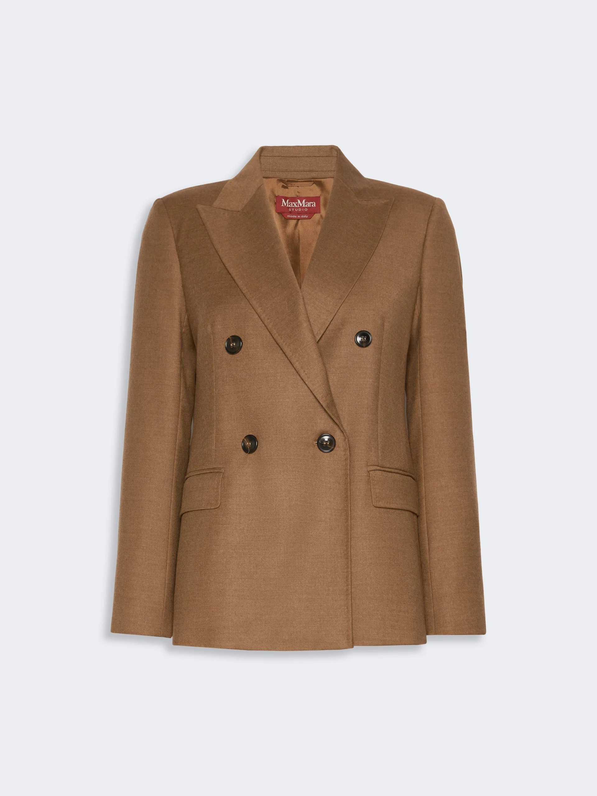 UDITORE Double-breasted wool flannel blazer - TOBACCO - 1