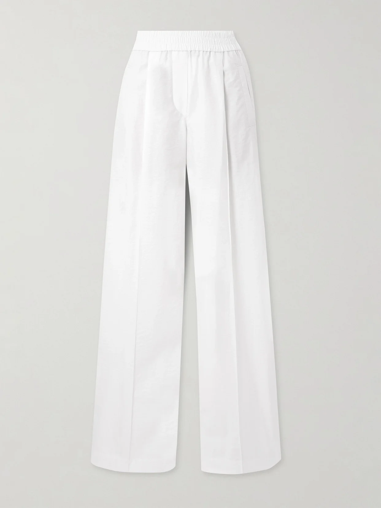 Pleated Cotton-blend Twill Wide-leg Pants - 1