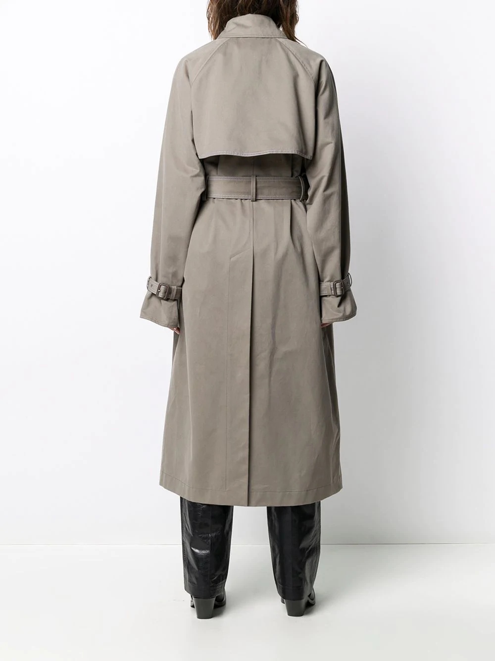 double-breasted belted trench coat - 4