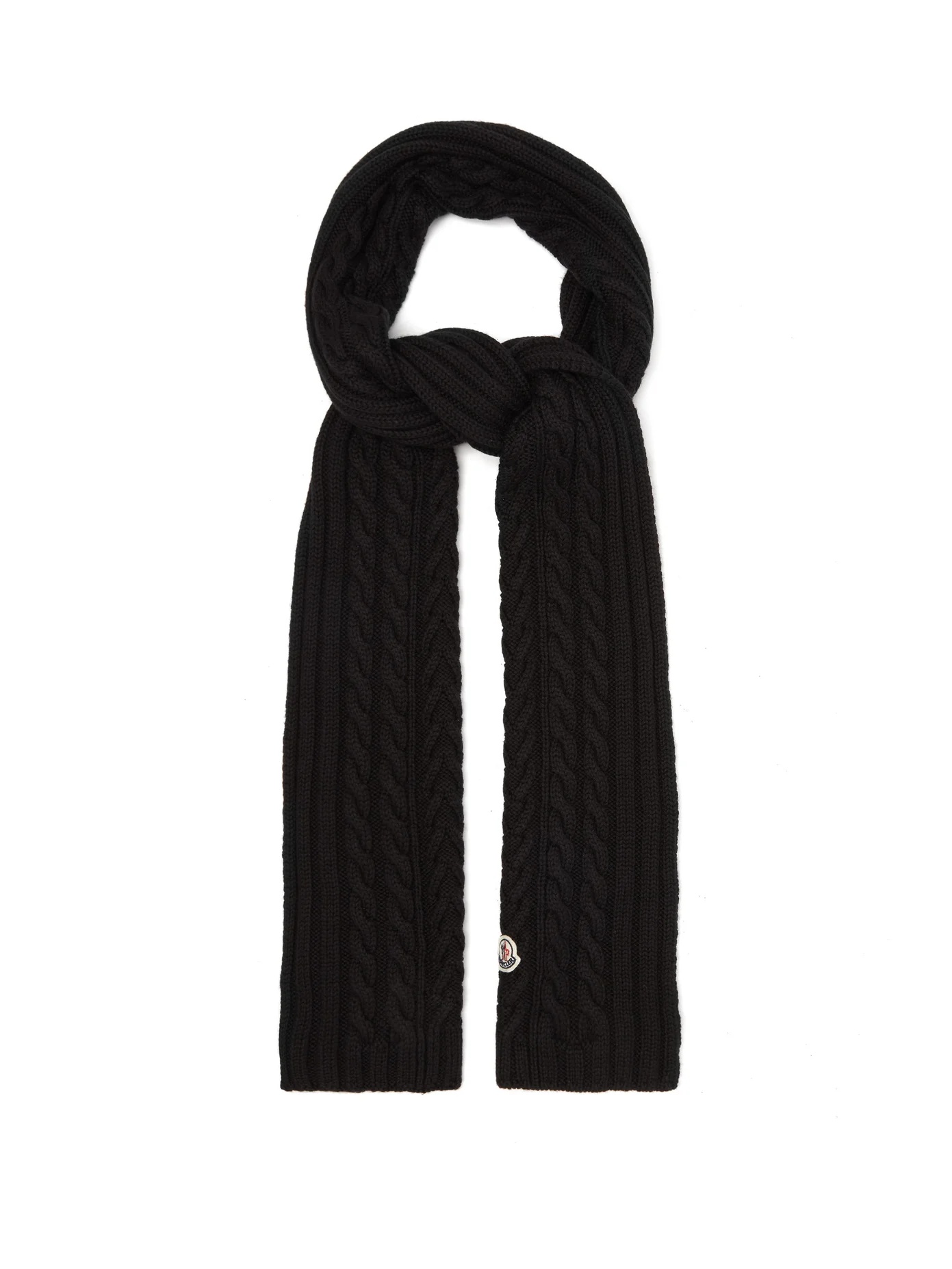 Cable-knitted wool scarf - 1