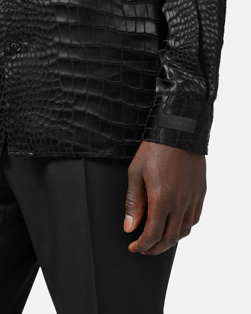 Croc-Effect Devoré Silk Shirt 6