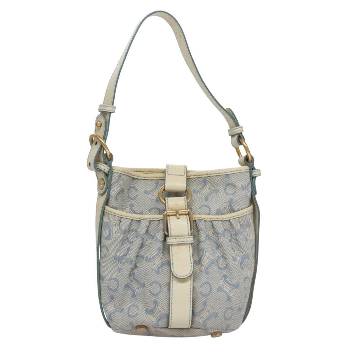 CELINE C Macadam Canvas Shoulder Bag Light Blue - 13