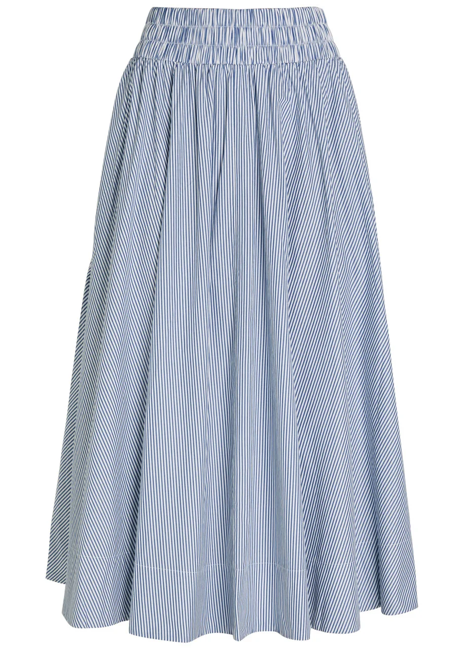 Suzie Kondi Kyria Striped Cotton-poplin Midi Skirt - 1