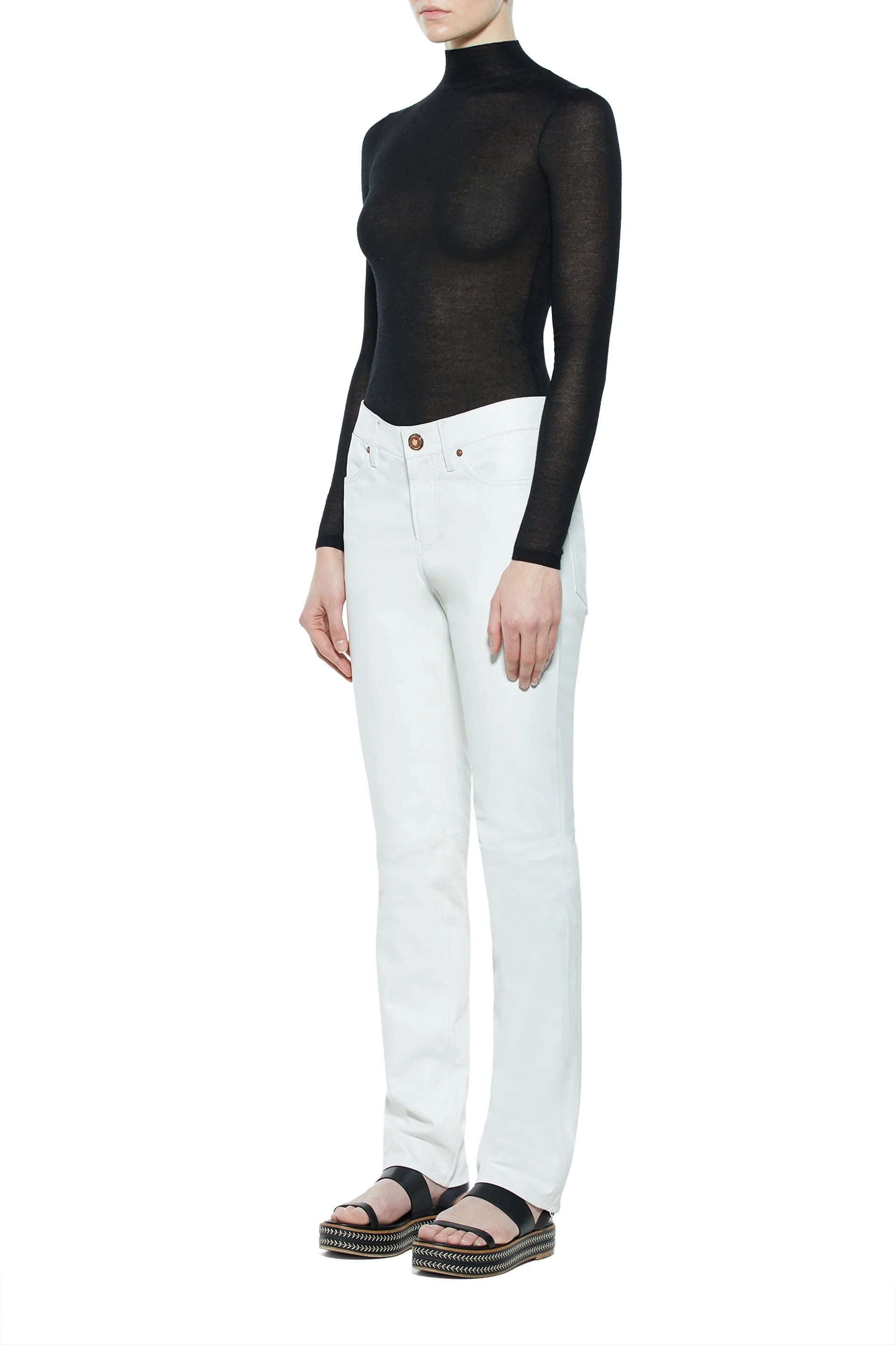 Charles Pant in White Leather - 3