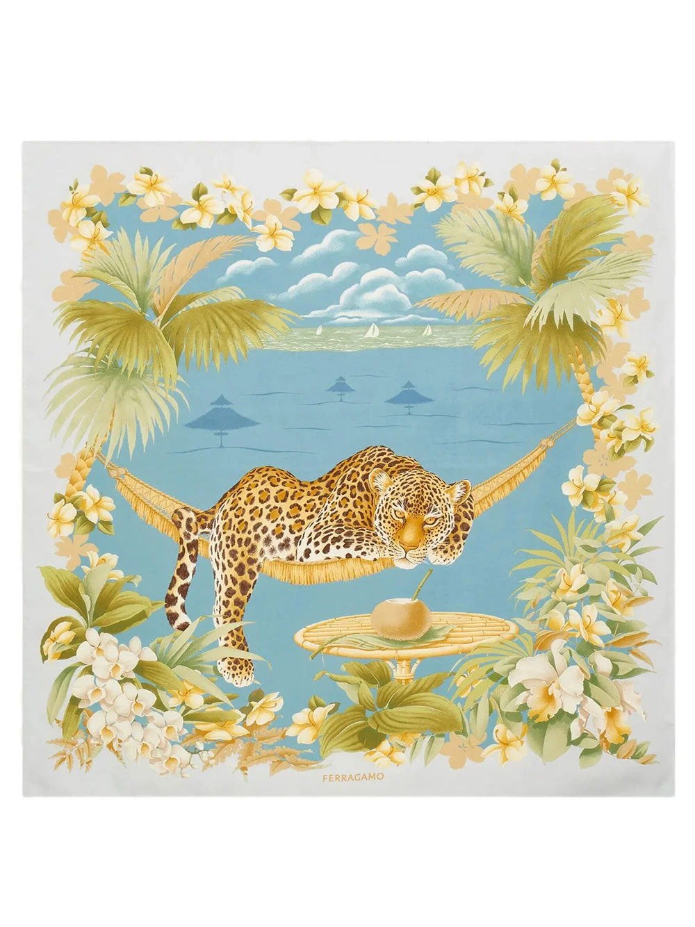 Ferragamo Women Jungle Print Silk Scarf - 1