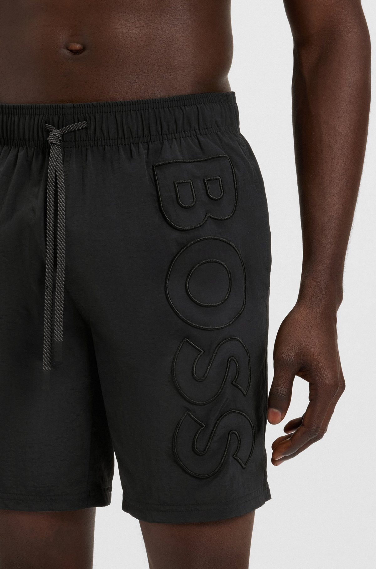FULLY LINED SWIM SHORTS WITH 3D LOGO EMBROIDERY - 3
