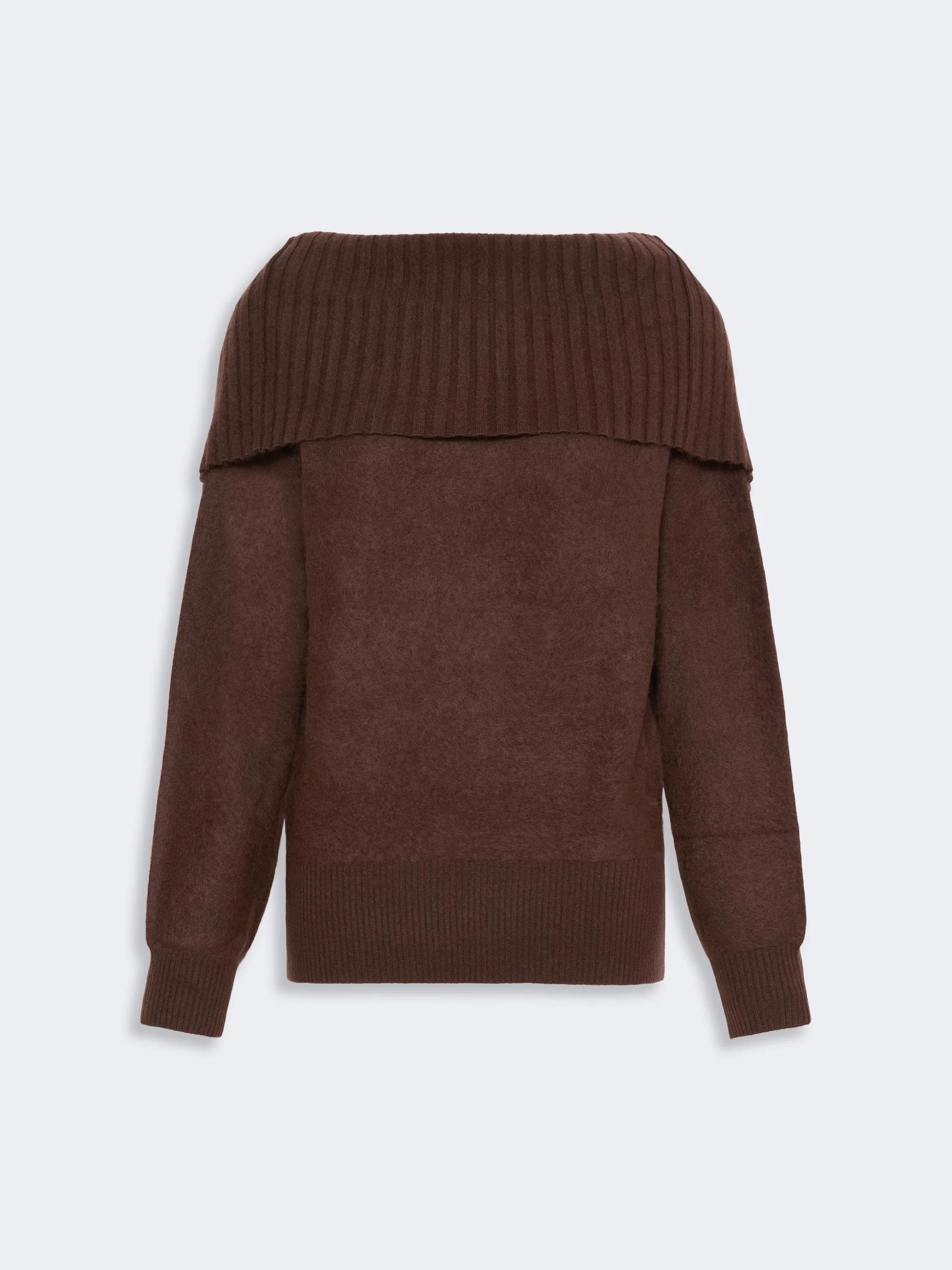 CONIO Brushed wool sweater with a low-cut back - CHOCOLATE - 1