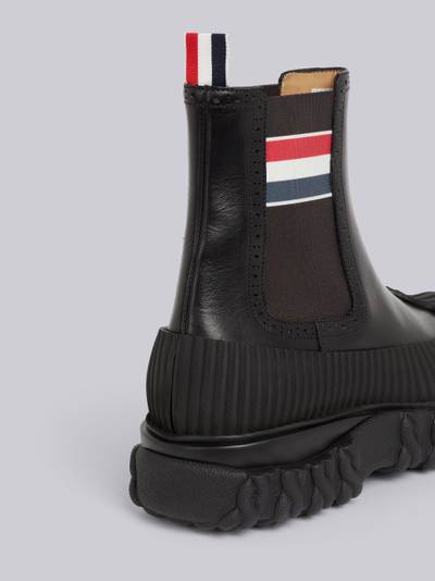 Thom Browne Black Calf Leather Stripe Rubber Sole Chelsea Duck Boot outlook