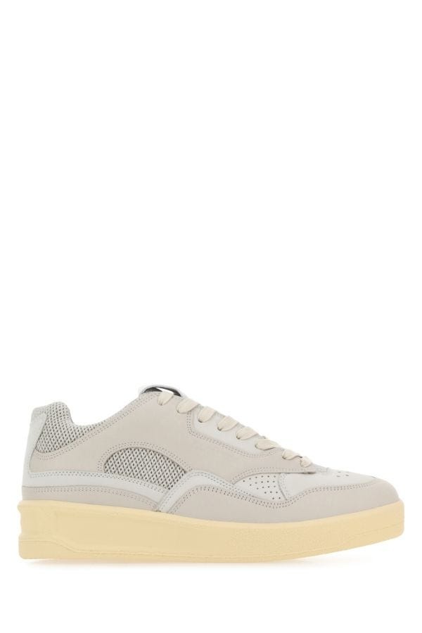 【送料&関税込】Jil Sander Grey Canvas And Rubber Basket Sne Jil Sander Grey Canvas And Rubber Basket Sneakers - Grey