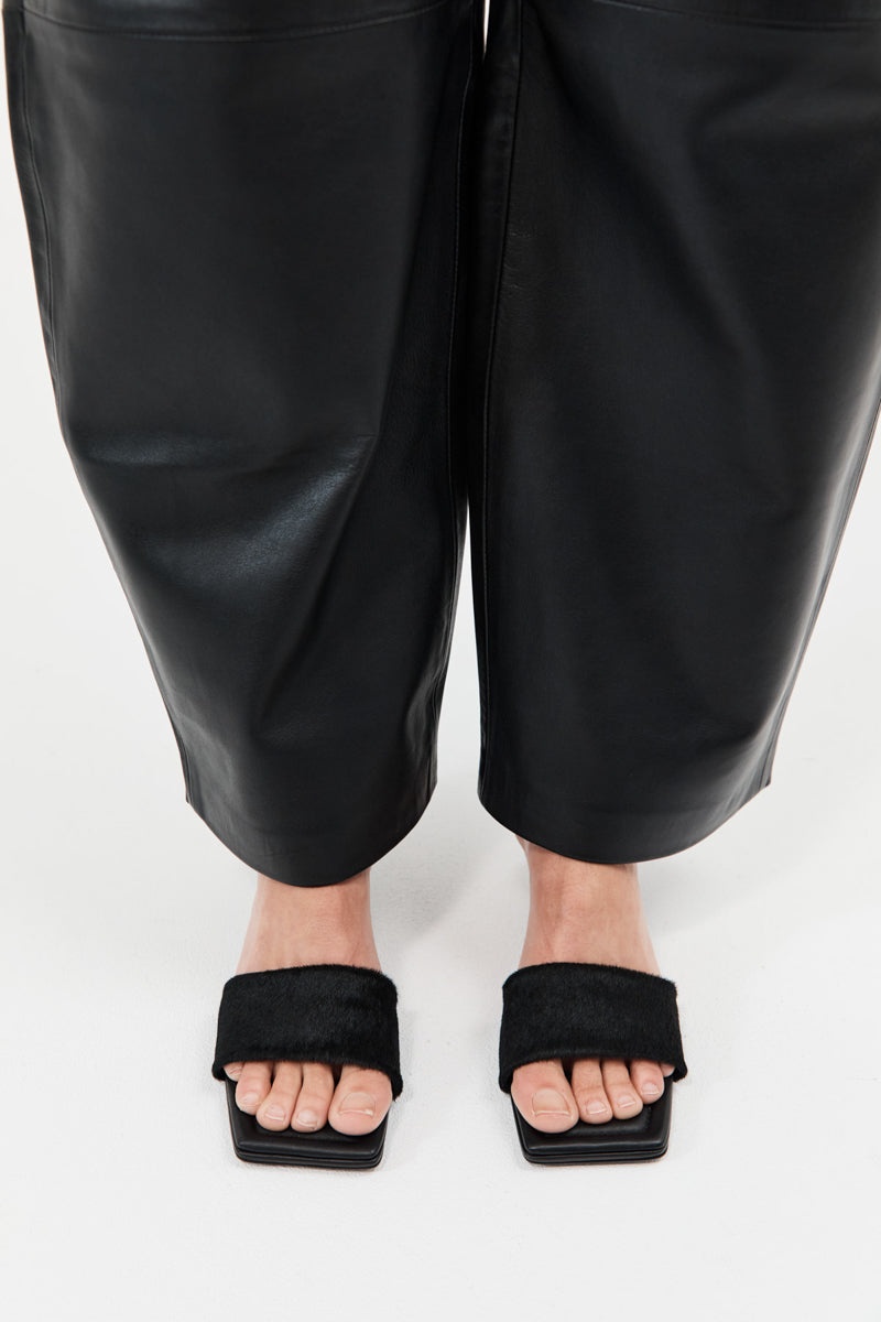 Pony Hair Minimal Heel - Black - 4