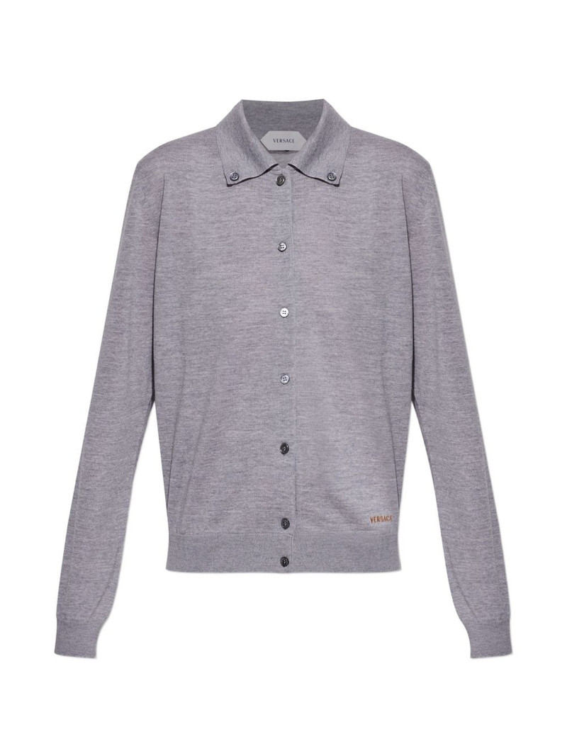 logo-embroidered buttoned cardigan 1