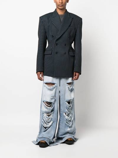 VETEMENTS Molton striped double-breasted blazer outlook