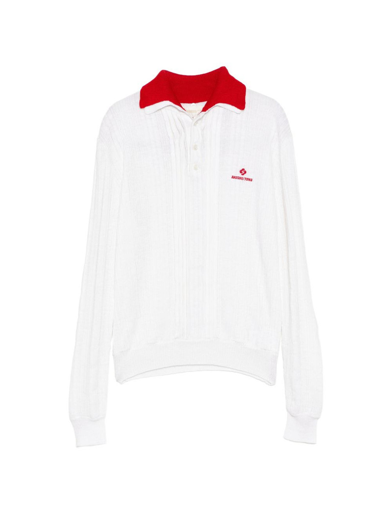 contrast-collar knitted polo top 1