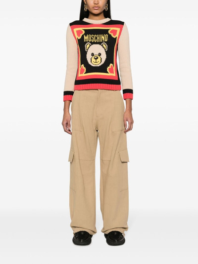 Moschino Teddy Bear-embroidered ribbed jumper outlook