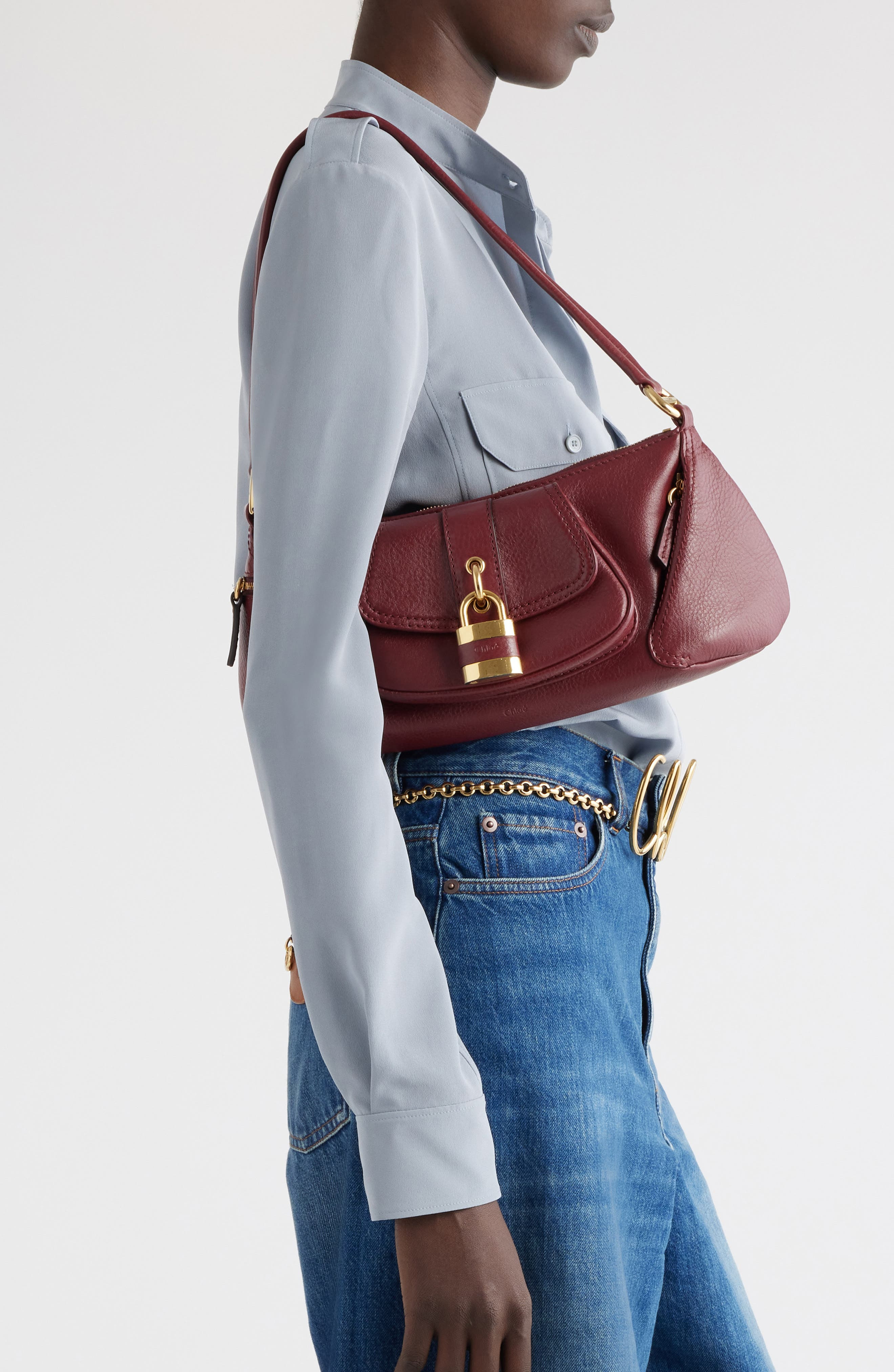 Chloé The 99 Leather Shoulder Bag in Brunet Red 622 at Nordstrom - 2
